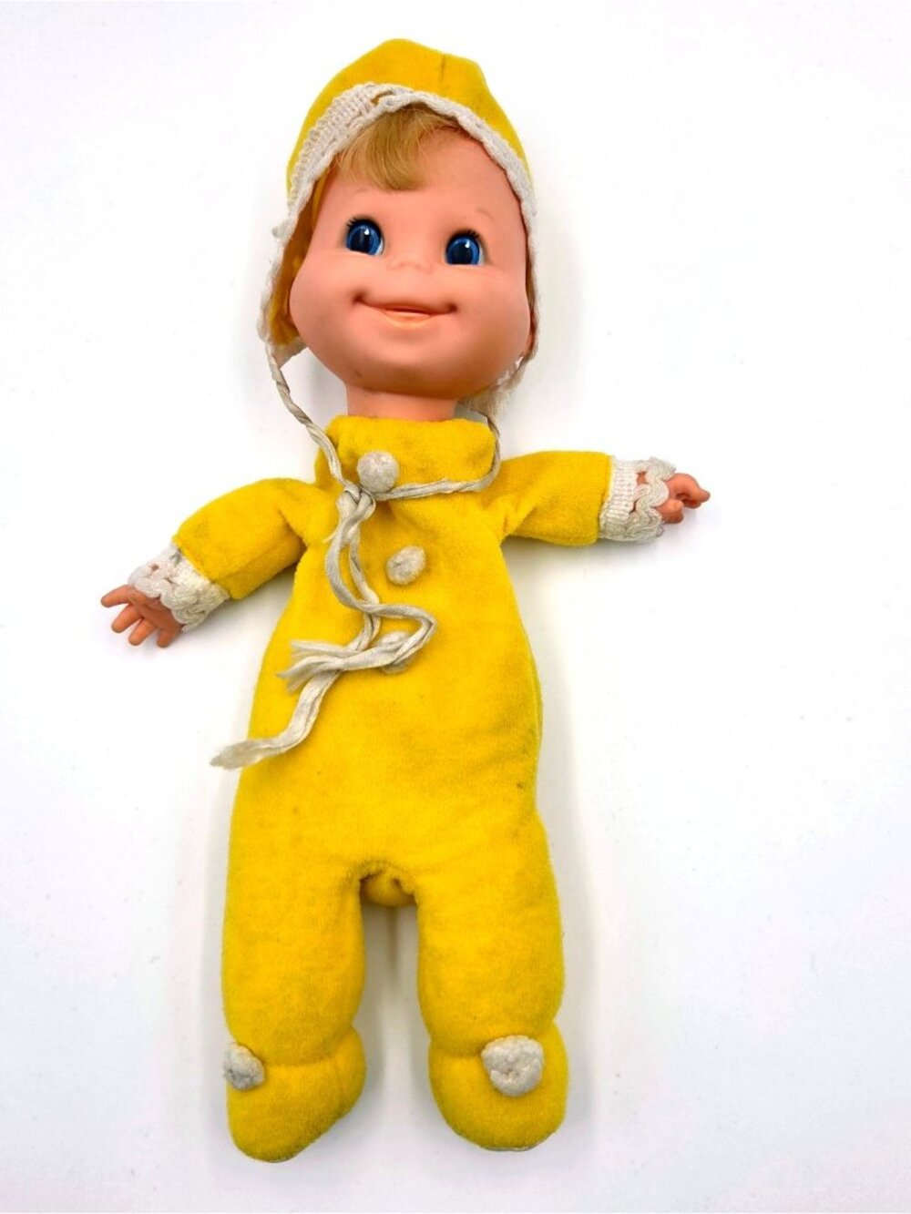 Vintage 1970s Mattel Yellow Booful Baby Beans Baby Doll Bean Bag Plush Read